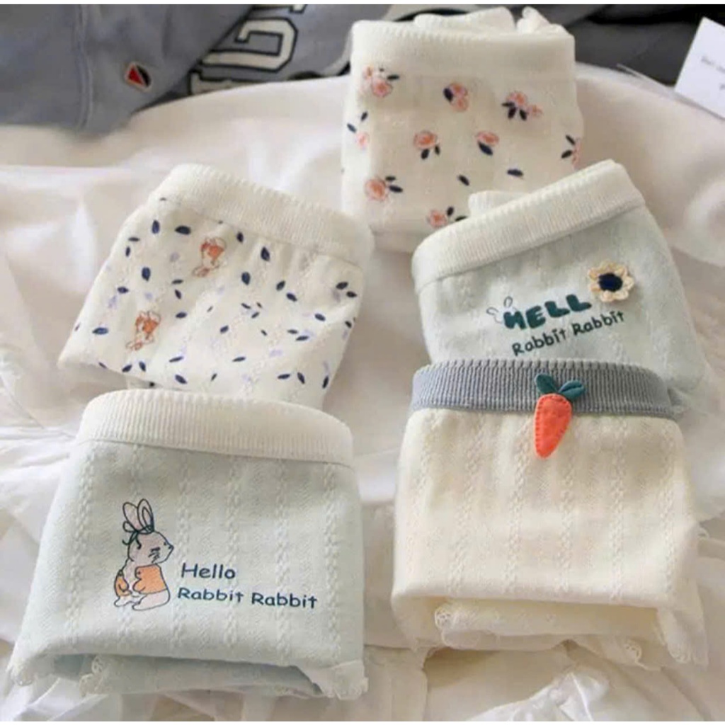 quần lót, quần chip cho bé gái hoạ tiết thỏ cà rốt bắt mắt dễ thương,  chất liệu cotton thấm hút mồ hôi thoáng khí