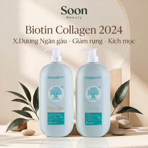 Cặp dầu gội xả biotin collagen voudioty xanh dương 500ml/1000ml ngăn ngừa gàu, giảm nấm ngứa da đầu (2024)
