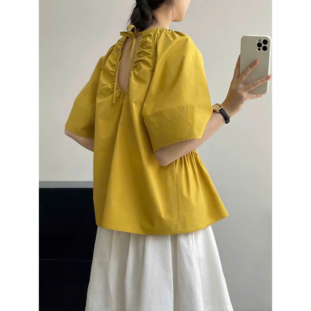 𝗦𝗲𝗻𝗸𝗼 𝗟𝗶𝗻𝗲𝗻  - Áo Linen thắt nơ sau