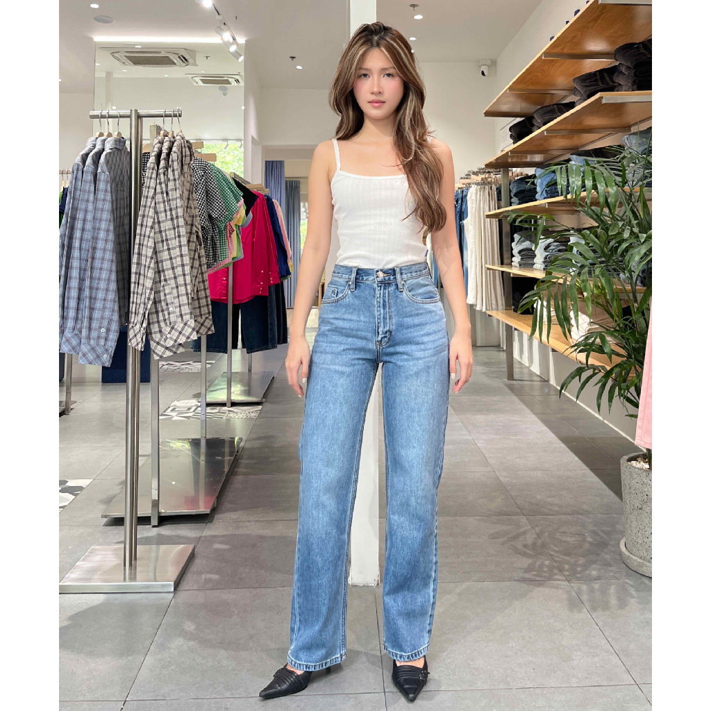 TheBlueTshirt - Quần jeans lưng cao ống suông cho nữ - Life Jeans - Women