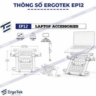 Giá Đỡ Kẹp LapTop, Macbook, Máy Tính Bảng, Ipad ErgoTek EP12 11''-17''inch - Tương Thích Với Các Loại Tay Treo