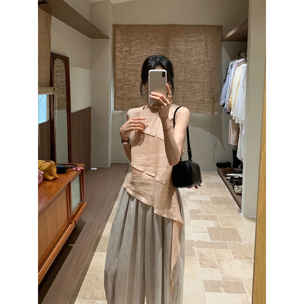 𝗧𝗢-Áo Linen tơ tà dài