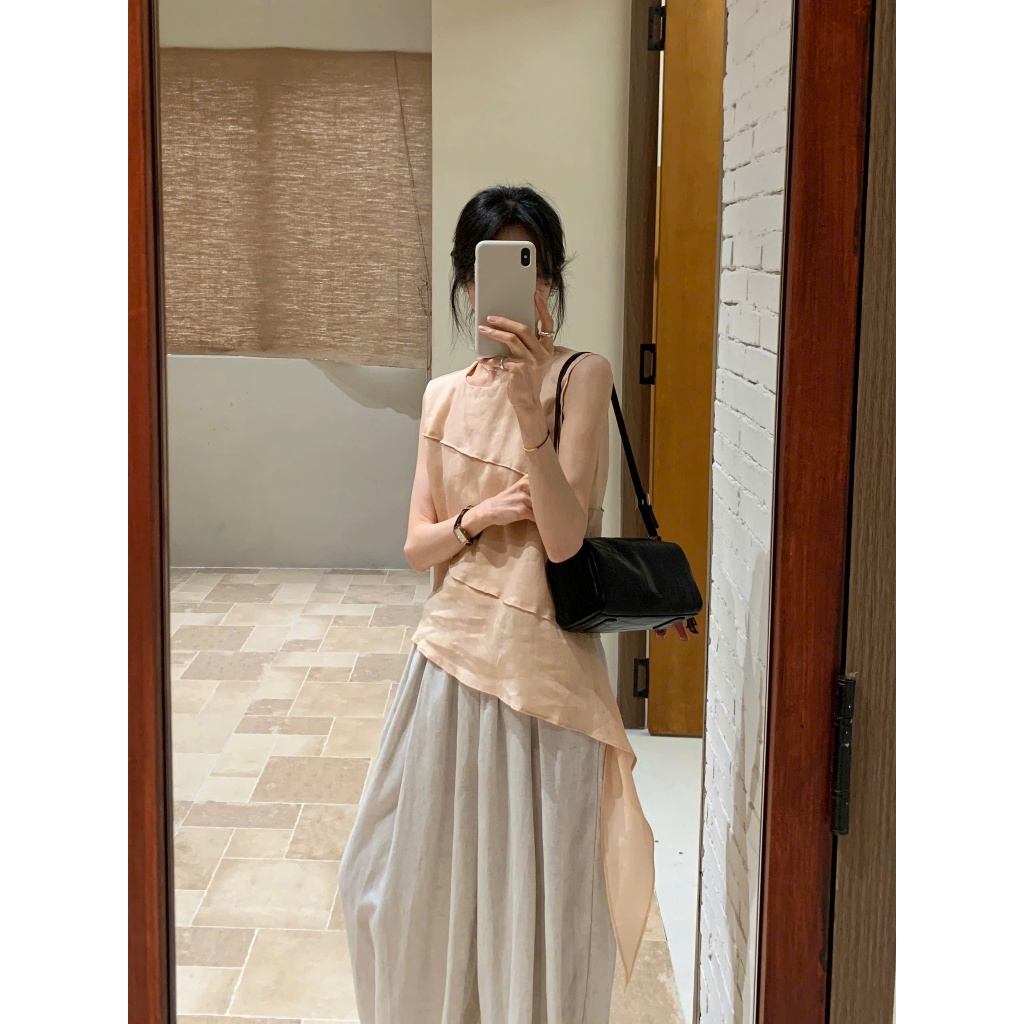 𝗧𝗢-Áo Linen tơ tà dài