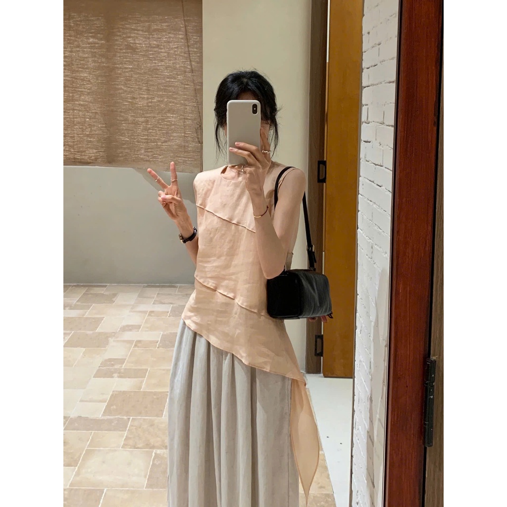 𝗧𝗢-Áo Linen tơ tà dài