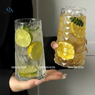 BỘ 6 Cốc Ly Thủy Tinh Họa Tiết Tháp Kim Cương, Hình Thoi Cao Cấp | Cốc Uống Sinh Tố, Nước Ép, DECOR