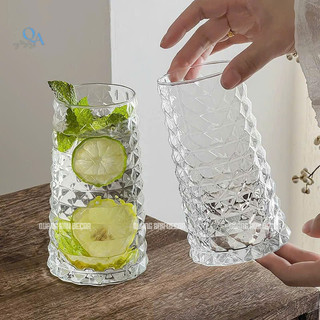 BỘ 6 Cốc Ly Thủy Tinh Họa Tiết Tháp Kim Cương, Hình Thoi Cao Cấp | Cốc Uống Sinh Tố, Nước Ép, DECOR