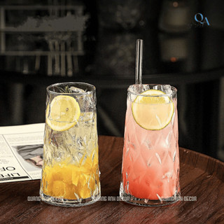 BỘ 6 Cốc Ly Thủy Tinh Họa Tiết Tháp Kim Cương, Hình Thoi Cao Cấp | Cốc Uống Sinh Tố, Nước Ép, DECOR