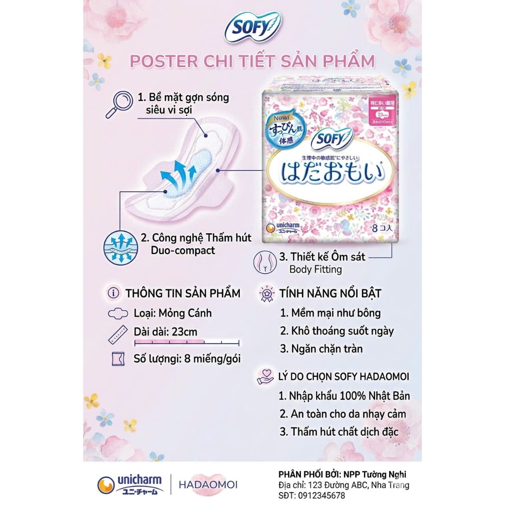 Băng Vệ Sinh Sofy Hadaomoi Nhật Bản (23cm) – Nâng Niu Làn Da Nhạy Cảm-NPP Tường Nghi