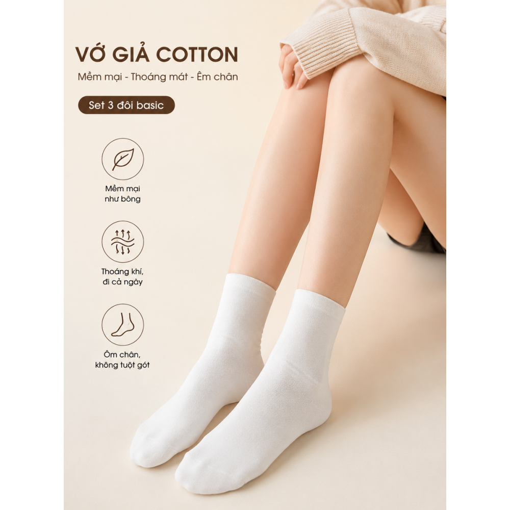 Tất cotton nam nữ 5 đôi 10 đôi, thoáng khí thoải mái, chống mùi, phù hợp đi học đi làm hàng ngày