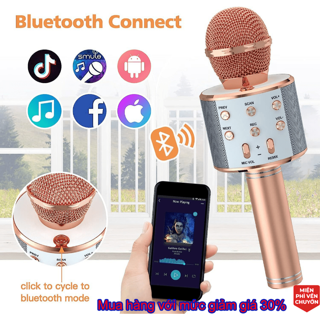 Micro Karaoke Gia Đình, Tích Hợp Loa, Chơi Nhạc, Ghi Âm, Phù Hợp Cho Người Lớn & Trẻ Em