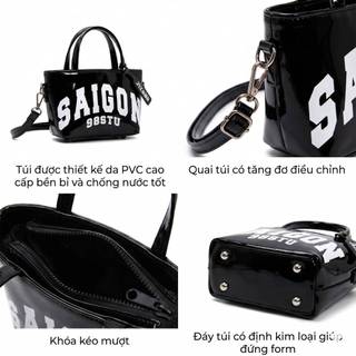 Túi tote saigon 98stu size S da pu cao cấp kèm charm tặng kèm dây đeo