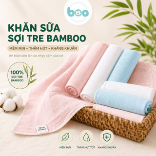 Khăn sữa sợi tre Bamboo dệt kép 2 lớp cao cấp mềm mịn thấm hút kháng khuẩn cho trẻ sơ sinh