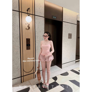 Set quần bí kẻ phối áo dây ( hàng QCCC)