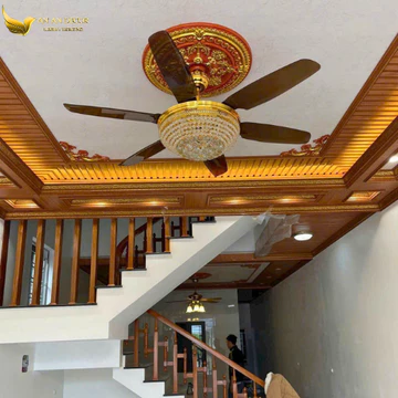 Quạt Trần Đèn 6 Cánh Chao Chùm Pha Lê K9 Cao Cấp Trang Trí Phòng Ngủ Phòng Khách 3 Chế Độ Đèn_KHO ĐÈN QUẠT TRẦN