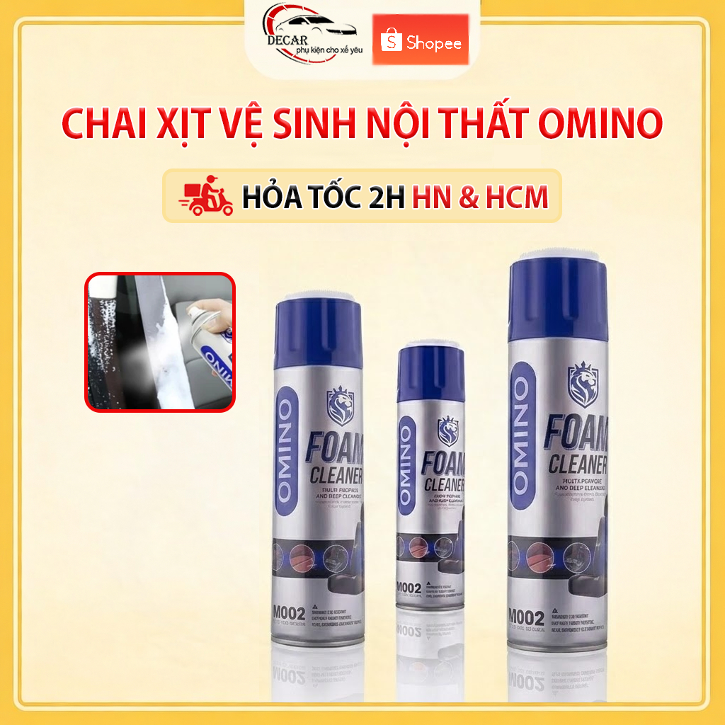 Chai vệ sinh nội thất xe ô tô OMINO M002 làm sạch nội thất, trần nỉ, bề mặt nhựa nhám và vệ sinh ghế da ô tô