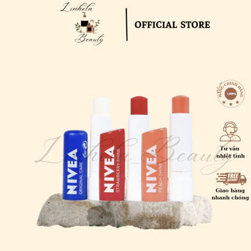 Son dưỡng ẩm Nivea Original/ Strawberry/ Peach giúp dưỡng ẩm sâu, làm mềm môi (4.8g)