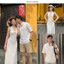 Set đồ đôi couple nam nữ Váy nữ body trắng ren hoa dáng dài Áo sơ mi nam đũi đi biển đi chơi LACUS COUPLE