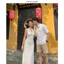 Set đồ đôi couple nam nữ Váy nữ body trắng ren hoa dáng dài Áo sơ mi nam đũi đi biển đi chơi LACUS COUPLE
