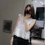 Áo kiểu nữ cổ V tay cánh tiên phối ren tầng cao cấp ,Áo babydoll voan tơ tầng bèo dáng xoè tiểu thư phù hợp cho mùa hè