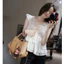 Áo kiểu nữ cổ V tay cánh tiên phối ren tầng cao cấp ,Áo babydoll voan tơ tầng bèo dáng xoè tiểu thư phù hợp cho mùa hè