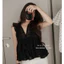 Áo kiểu nữ cổ V tay cánh tiên phối ren tầng cao cấp ,Áo babydoll voan tơ tầng bèo dáng xoè tiểu thư phù hợp cho mùa hè