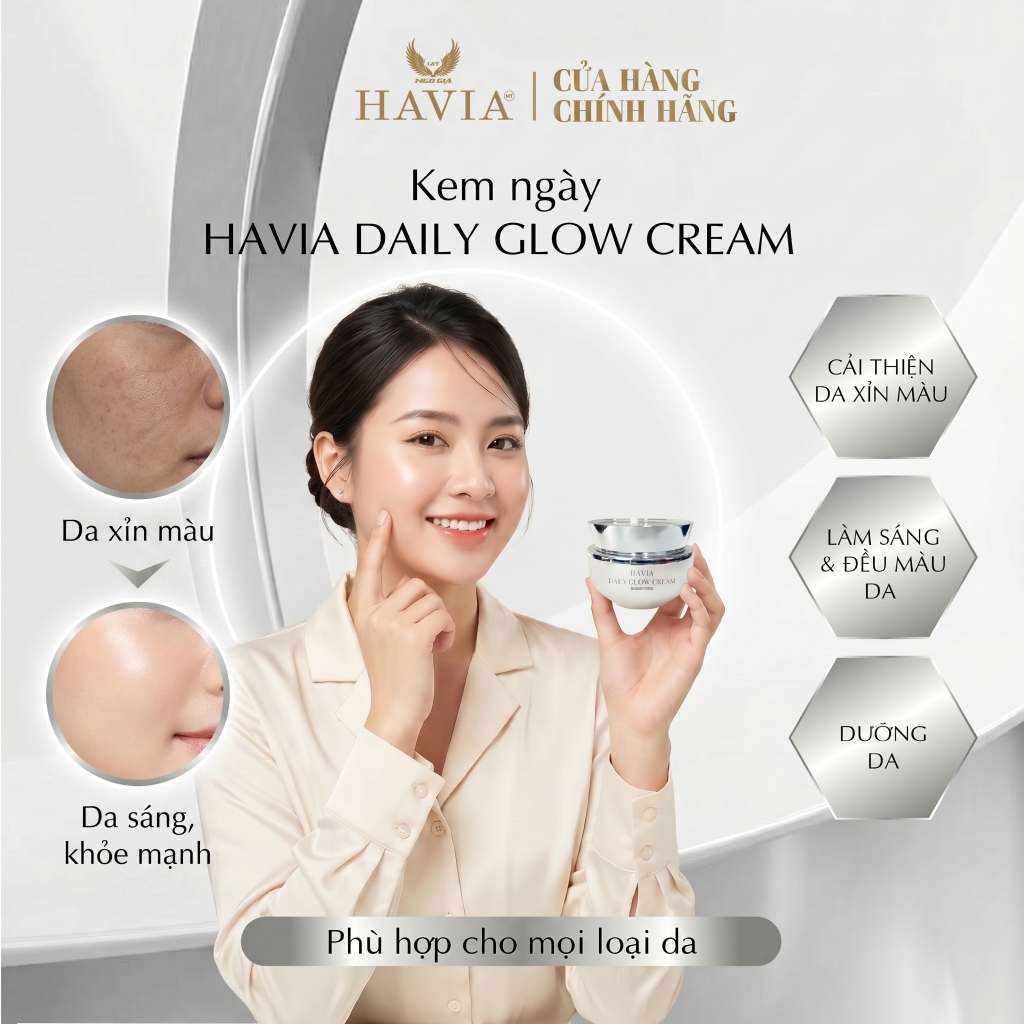 Kem Dưỡng Da Ban Ngày HAVIA Daily Glow Cream - Dưỡng Ẩm, Làm Sáng Da, Giảm Xỉn Màu, Cho Da Mềm Mịn.