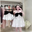 MIU.STUDIO • Váy babydoll trắng dáng xoè phối nơ nhung sang chảnh, Áo 2S cup ngực phối nơ bản to cao cấp (kèm ảnh thật)