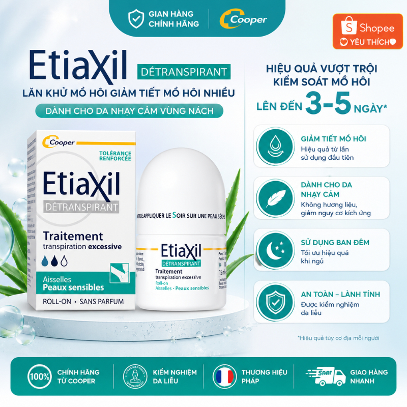 Lăn Khử Mùi Etiaxil Giảm Mồ Hôi Chính Hãng Pháp - 15ml ( xanh lá )