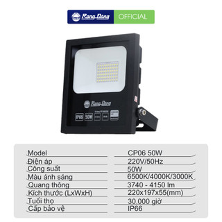 Đèn Pha LED 50W Rạng Đông Model: CP06 50W Chính Hãng - Senvangvn