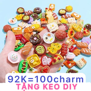 Charm Đồ Ăn Tặng Keo Đồ Chơi Mô Hình Thức Ăn Mini Giá Sỉ DIY Kẹp Tóc Handmade Gắn Ốp Lưng