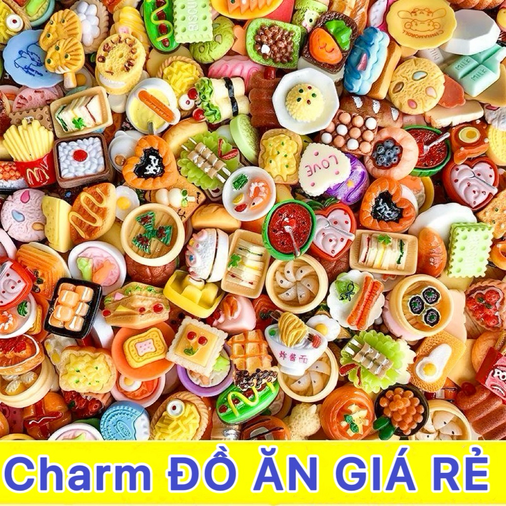 Charm Đồ Ăn Tặng Keo Đồ Chơi Mô Hình Thức Ăn Mini Giá Sỉ DIY Kẹp Tóc Handmade Gắn Ốp Lưng