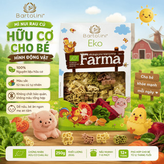 Mì nui rau củ hữu cơ cho bé hình động vật Bartolini 250g