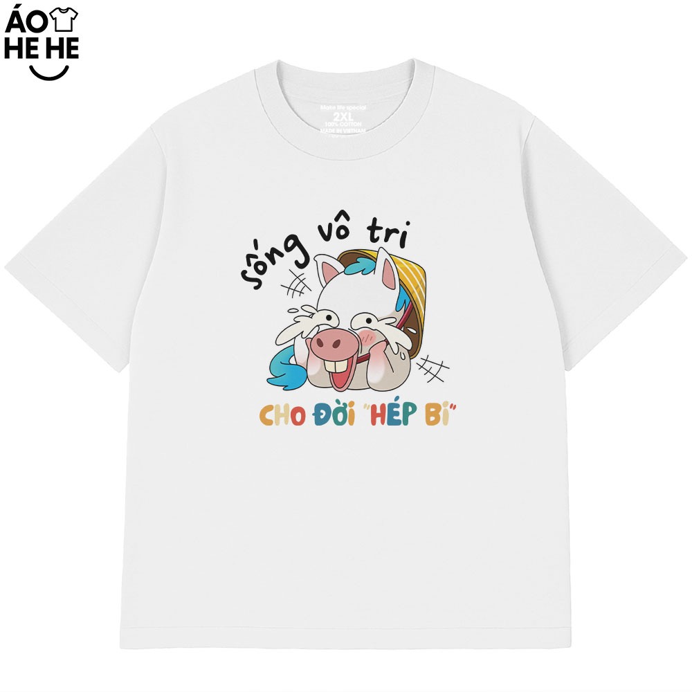 Áo Thun Hài Hước Sống Vô Tri Cho Đời Hép Bi, Câu Nói Text Văn Phòng Công Sở Form Rộng Cotton 230sm