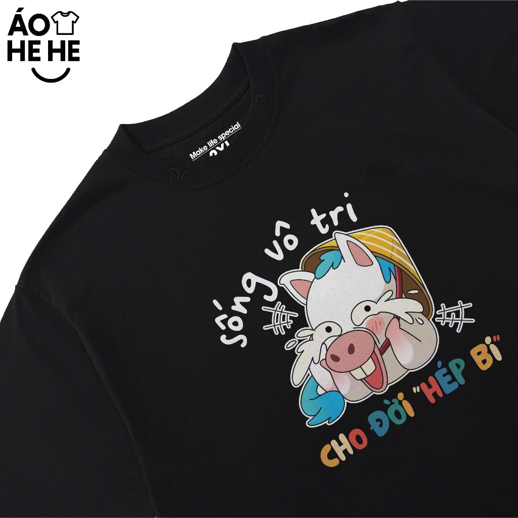 Áo Thun Hài Hước Sống Vô Tri Cho Đời Hép Bi, Câu Nói Text Văn Phòng Công Sở Form Rộng Cotton 230sm