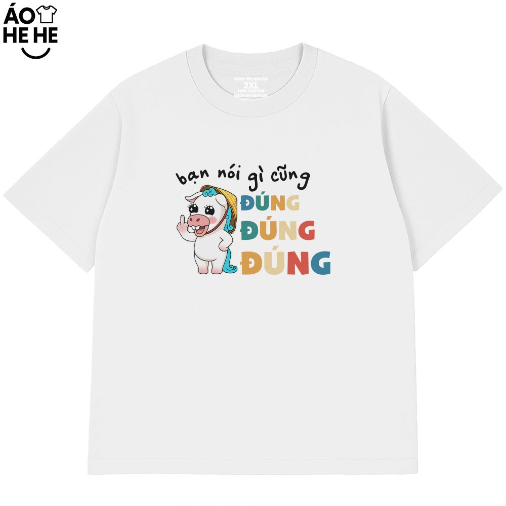 Áo Thun In Chữ Hài Hước Bạn Nói Gì Cũng Đúng Đúng Đúng, Text Văn Phòng Công Sở Form Rộng Cotton 230gsm