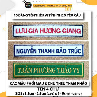 Thêu theo yêu cầu - Combo 10 bảng tên thêu tên riêng - thêu vi tính - Có sẵn keo ủi - Colorboom