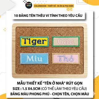 Thêu theo yêu cầu - Combo 10 bảng tên thêu tên riêng - thêu vi tính - Có sẵn keo ủi - Colorboom