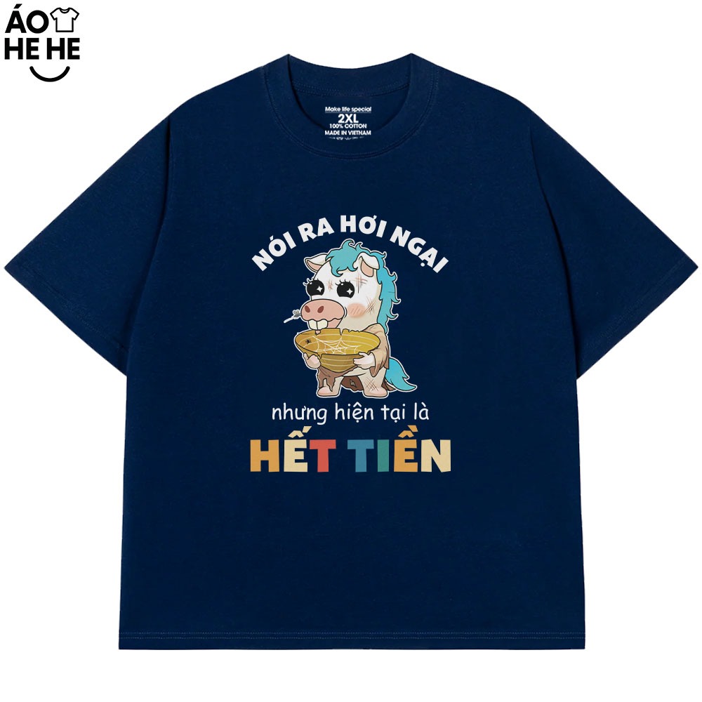 Áo Thun Hài Hước Ngại Tại Hết Tiền, Câu Nói Văn Phòng Công Sở Form Rộng Cotton 230gsm In Theo Yêu Cầu