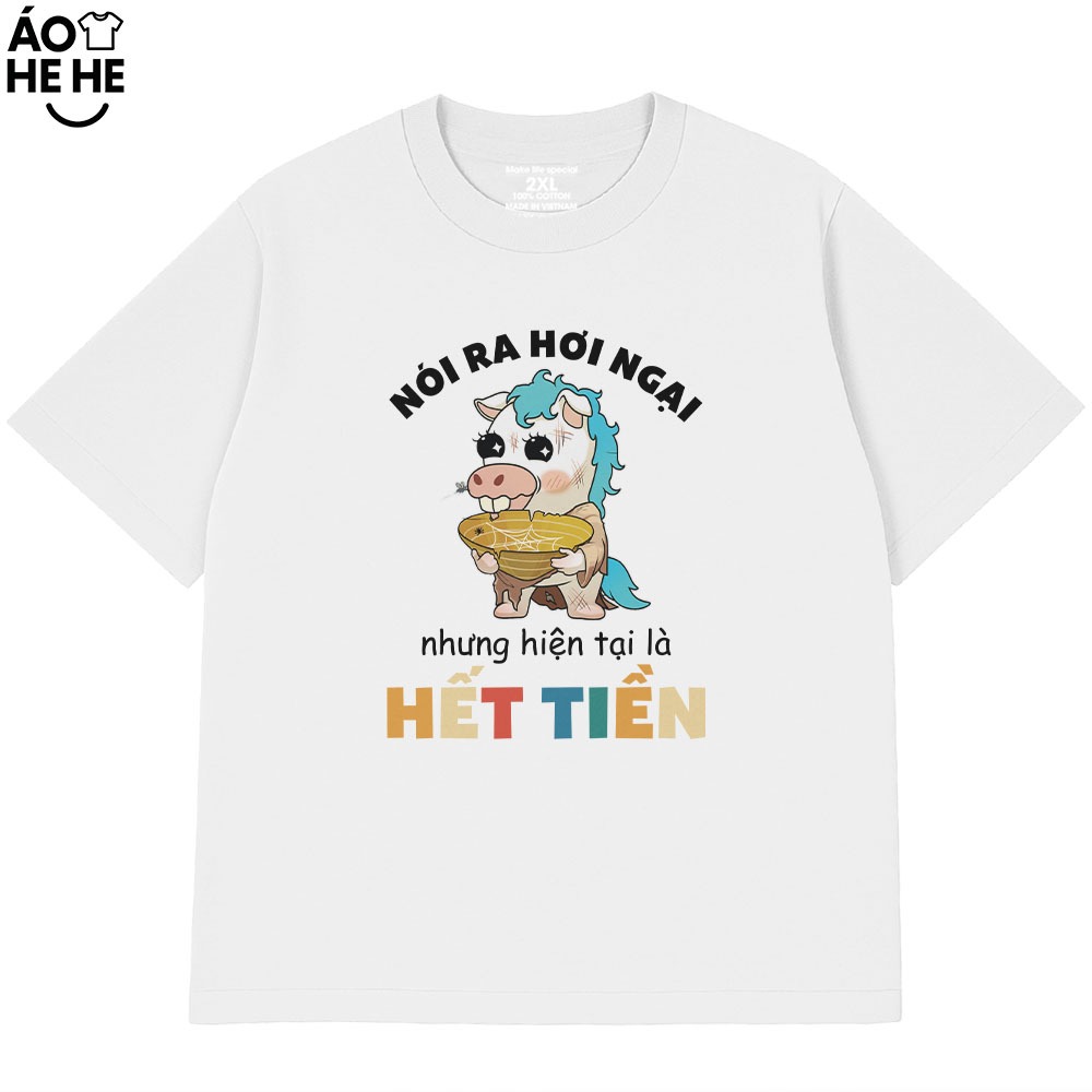 Áo Thun Hài Hước Ngại Tại Hết Tiền, Câu Nói Văn Phòng Công Sở Form Rộng Cotton 230gsm In Theo Yêu Cầu