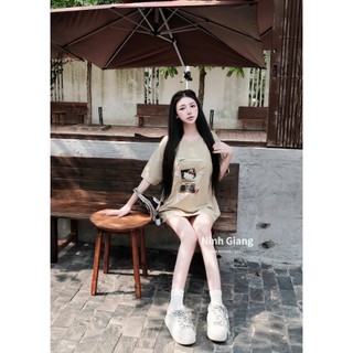 Áo Thun Nữ Kitty Họa Tiết Cute Form Rộng QCCC Cao Cấp