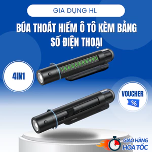 Búa Thoát Hiểm Ô Tô 4in1 Kèm Bảng Số Điện Thoại – Cắt Dây An Toàn, Phá Kính