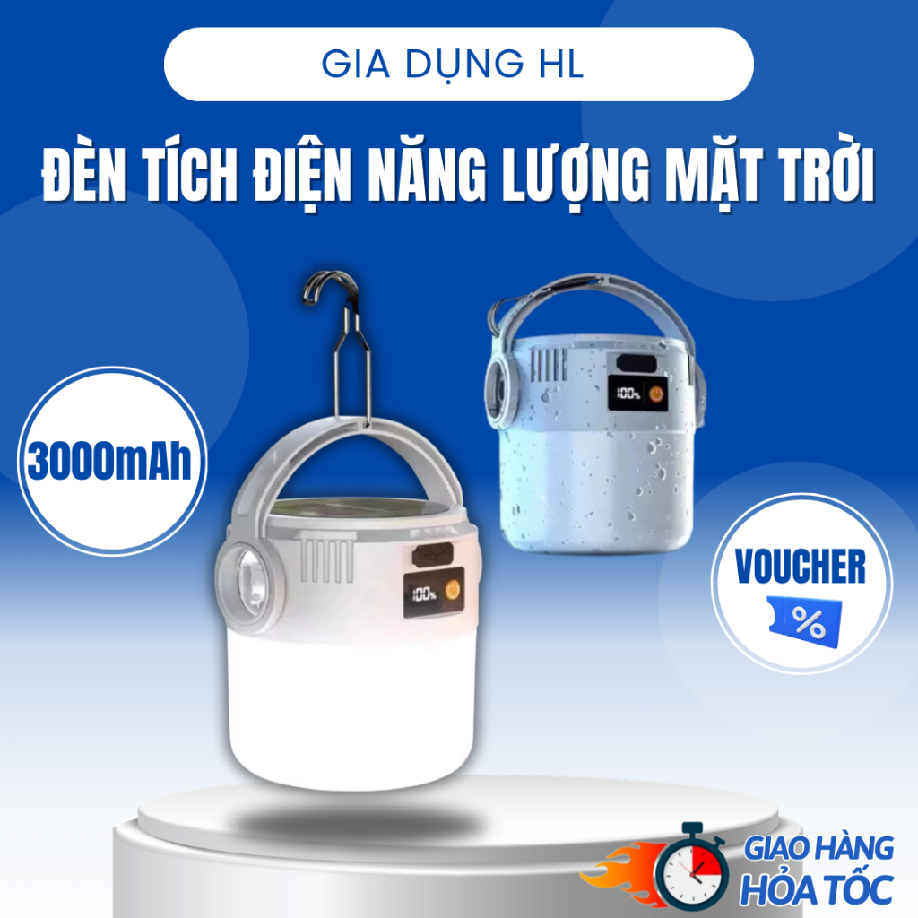 Đèn Tích Điện Năng Lượng Mặt Trời – Sạc Type-C, Chống Nước, Chiếu Sáng Ngoài Trời