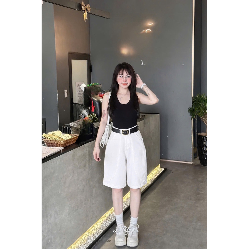 (S-2Xl) HHCHOU-Quần ngố nối thân ngang gối full màu H391