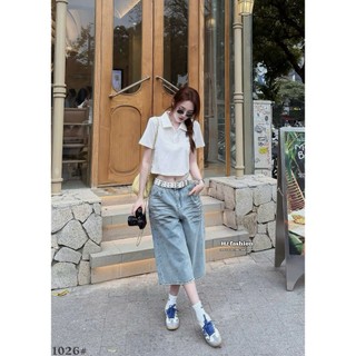 Quần Jean Ngố Lửng Cạp Cao Basic Kèm Đai QCCC Cao Cấp