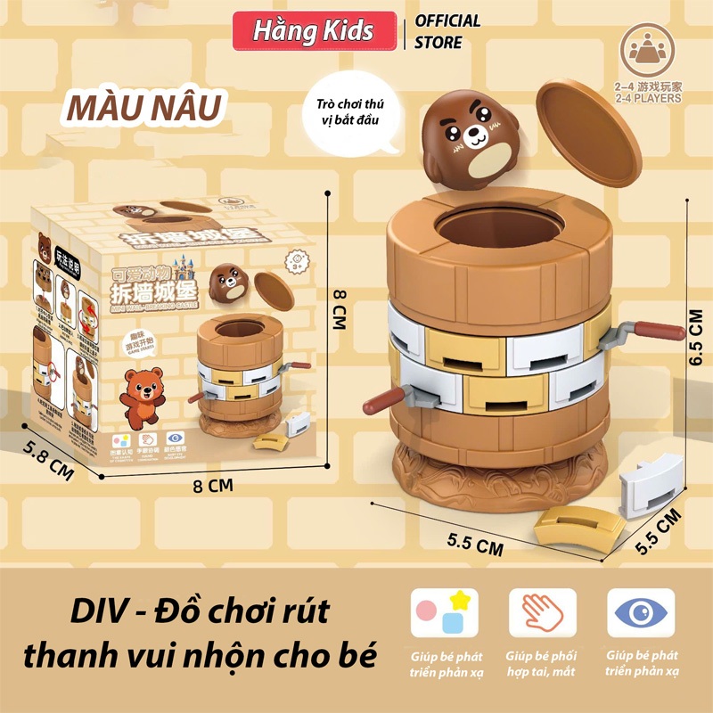 Thùng Gấu Thăng Bằng Mini – Đồ Chơi Rút Thanh Vui Nhộn Cho Bé