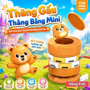 Thùng Gấu Thăng Bằng Mini – Đồ Chơi Rút Thanh Vui Nhộn Cho Bé