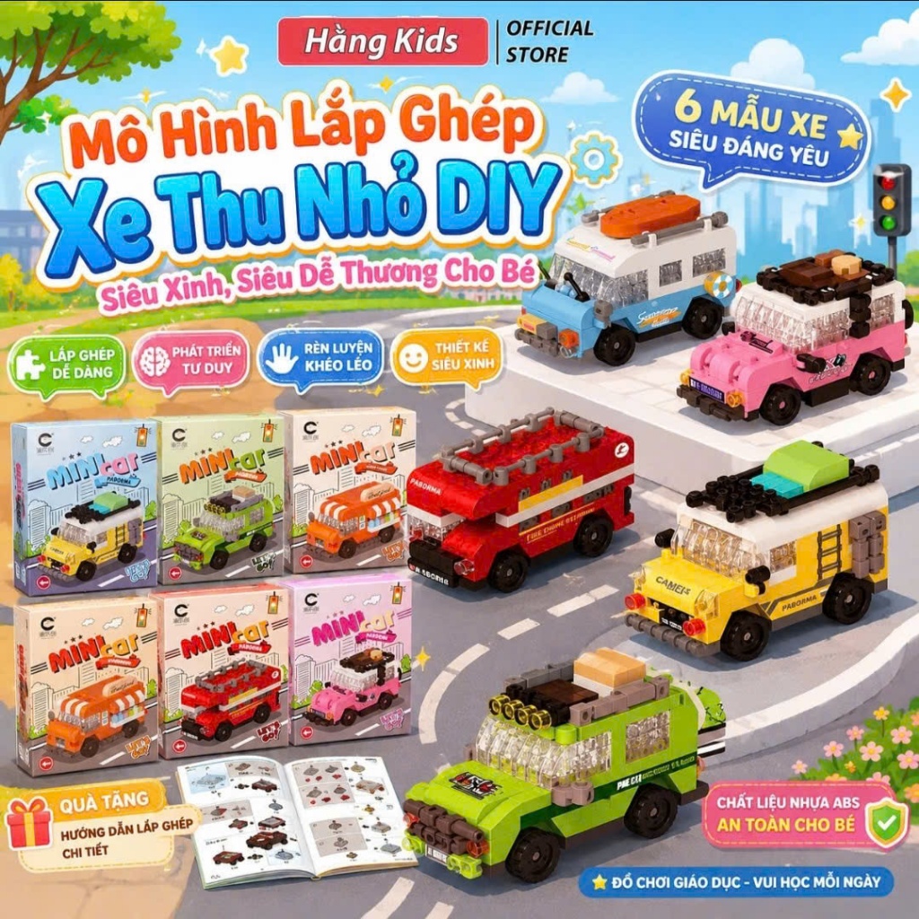 Mô Hình Lắp Ghép Xe Thu Nhỏ DIY Siêu Xinh, Siêu Dễ Thương Cho Bé