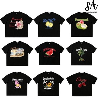 (HOẢ TỐC) Áo Thun trái cây nhiệt đới MÙA HÈ from BOXY ĐEN Cotton 250gsm