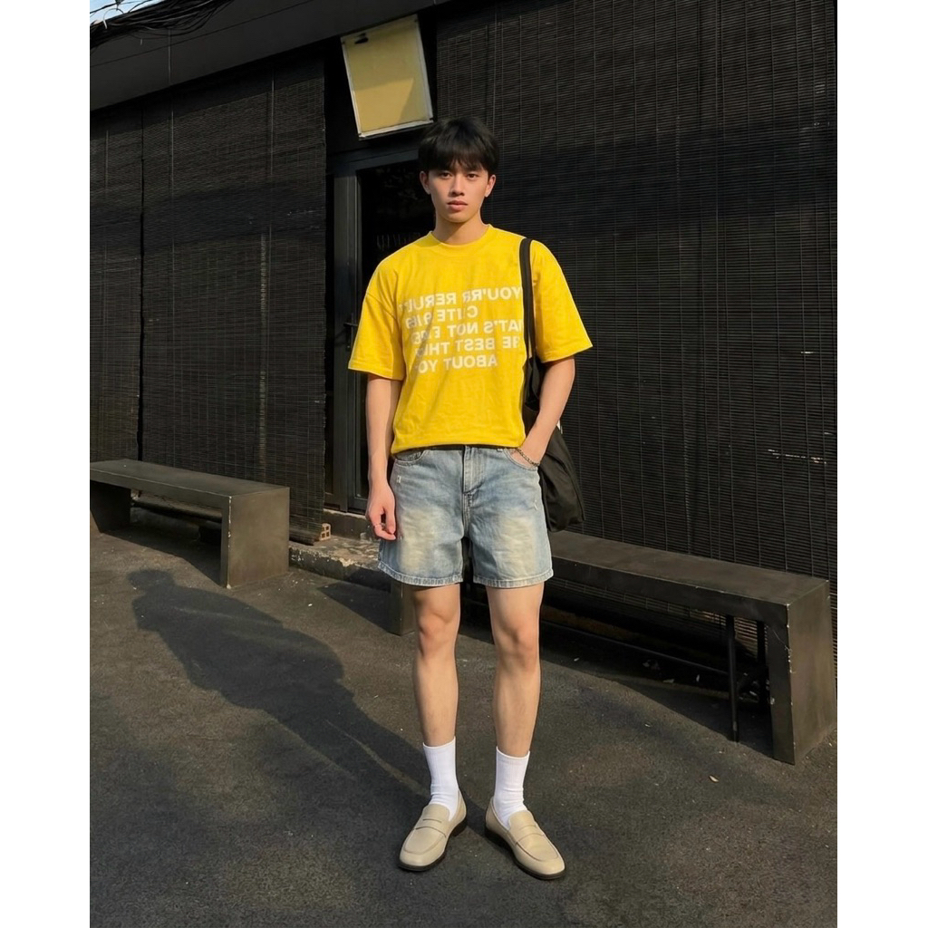 Quần Short Jeans Nam Form Rộng Trên Gối Denim Cao Cấp Basic Unisex Local Brand TMT.STU | TMTD12