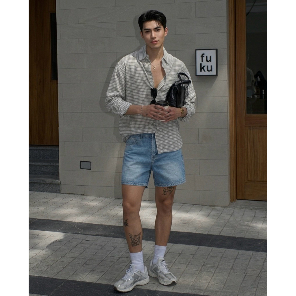 Quần Short Jeans Nam Form Rộng Trên Gối Denim Cao Cấp Basic Unisex Local Brand TMT.STU | TMTD12